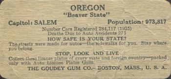 1936 Goudey Auto License Plates (R19-1) #NNO Oregon Back