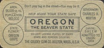 1937 Goudey Auto License Plates (R19-2) #NNO Oregon Back