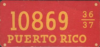1937 Goudey Auto License Plates (R19-2) #NNO Puerto Rico Front