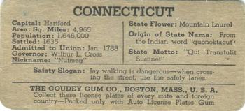 1938 Goudey Auto License Plates (R19-3) #NNO Connecticut Back