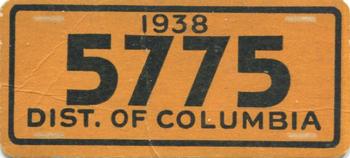 1938 Goudey Auto License Plates (R19-3) #NNO District of Columbia Front