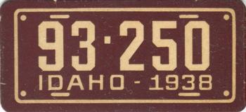 1938 Goudey Auto License Plates (R19-3) #NNO Idaho Front