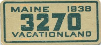 1938 Goudey Auto License Plates (R19-3) #NNO Maine Front