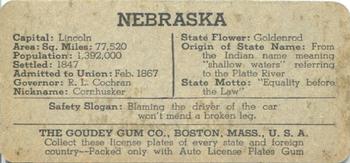 1938 Goudey Auto License Plates (R19-3) #NNO Nebraska Back