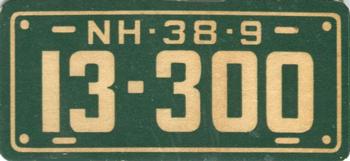 1938 Goudey Auto License Plates (R19-3) #NNO New Hampshire Front