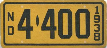 1938 Goudey Auto License Plates (R19-3) #NNO North Dakota Front