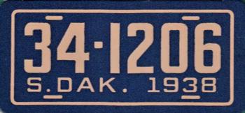1938 Goudey Auto License Plates (R19-3) #NNO South Dakota Front