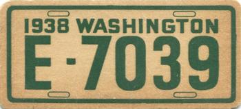 1938 Goudey Auto License Plates (R19-3) #NNO Washington Front