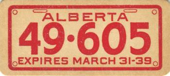 1938 Goudey Auto License Plates (R19-3) #NNO Alberta Front