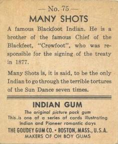 1947 Goudey Indian Gum (R773) #75 Many Shots Back