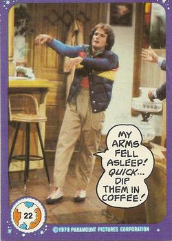 1978 Topps Mork & Mindy #22 My arms fell asleep! Quick... Dip them in coffee! Front