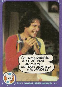 1978 Topps Mork & Mindy #76 I've discovered a cure for hiccups--- Unfortunately it's fatal! Front