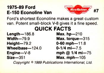 1989 Micro Machines Microcards #7 1975-89 Ford E-150 Econoline Van Back