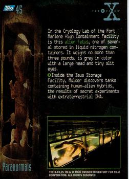 1995 Topps The X-Files Season One #45 Alien Fetus Back