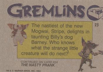 1984 Topps Gremlins #23 Devious Stripe! Back