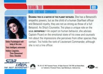 1992 Impel Star Trek: The Next Generation #009 Counselor Deanna Troi Back
