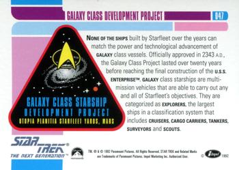 1992 Impel Star Trek: The Next Generation #047 Galaxy Class Development Project Back