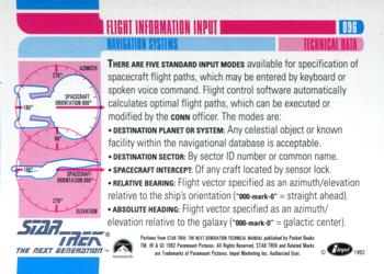 1992 Impel Star Trek: The Next Generation #096 Standard Flight Information Input Back