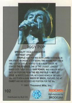 1991 Brockum Rock Cards #102 Iggy Pop Back