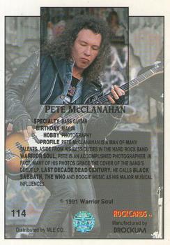 1991 Brockum Rock Cards #114 Pete McClanahan Back