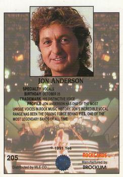 1991 Brockum Rock Cards #205 Jon Anderson Back