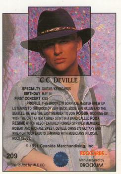 1991 Brockum Rock Cards #209 C.C. Deville Back