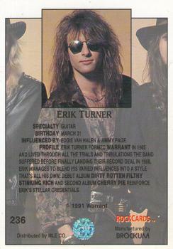 1991 Brockum Rock Cards #236 Erik Turner Back