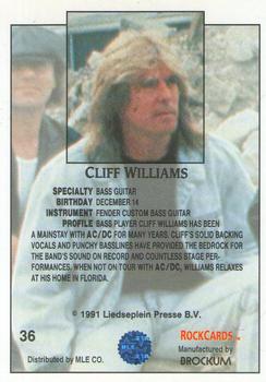 1991 Brockum Rock Cards #36 Cliff Williams Back
