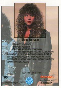 1991 Brockum Rock Cards #65 Reb Beach Back