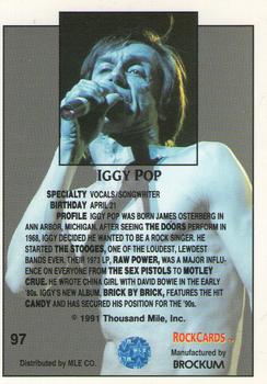 1991 Brockum Rock Cards #97 Iggy Pop Back