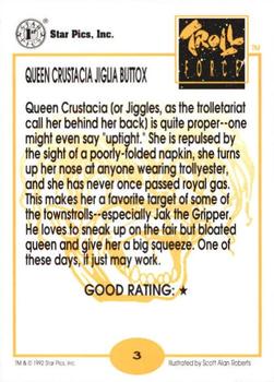 1992 Star Pics Troll Force #3 Queen Crustacia Jiglia Buttox Back