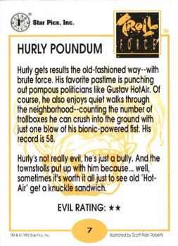 1992 Star Pics Troll Force #7 Hurly Poundum Back