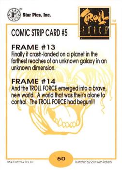 1992 Star Pics Troll Force #50 Comic Strip Card #5 Back