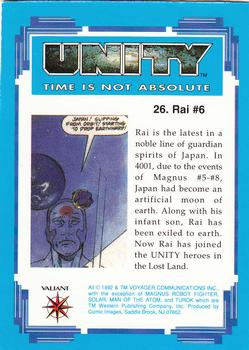 1992 Comic Images Unity: Time Is Not Absolute #26 Rai #6 Back