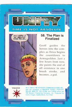 1992 Comic Images Unity: Time Is Not Absolute #58 The Plan is Finalized Back