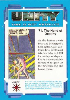 1992 Comic Images Unity: Time Is Not Absolute #71 The Hand of Destiny Back