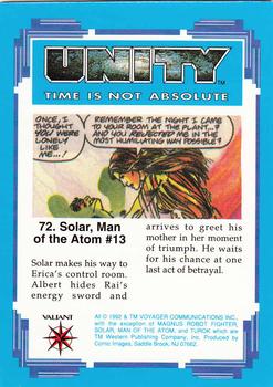 1992 Comic Images Unity: Time Is Not Absolute #72 Solar, Man of the Atom #13 Back