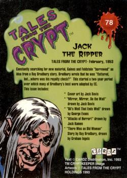 1993 Cardz Tales from the Crypt #78 Jack the Ripper Back
