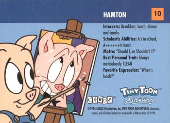 1994 Cardz Tiny Toon Adventures #10 Hamton Back