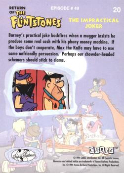 1994 Cardz Return of the Flintstones #20 Barney's practical joke backfires when a Back