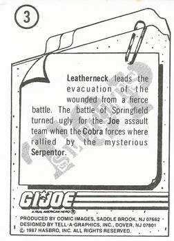 1987 Comic Images G.I. Joe #3 Leatherneck Back