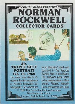 1993 Comic Images Norman Rockwell Saturday Evening Post #39 Triple Self Portrait Back