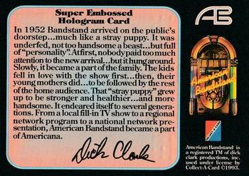 1993 Collect-A-Card American Bandstand #NNO Super Embossed Hologram Card Back