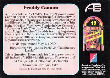 1993 Collect-A-Card American Bandstand #12 Freddy Cannon Back