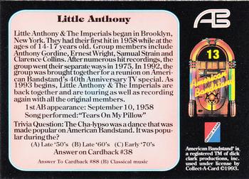 1993 Collect-A-Card American Bandstand #13 Little Anthony Back