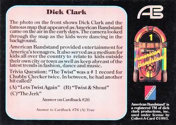 1993 Collect-A-Card American Bandstand #1 Dick Clark Back