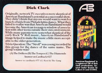 1993 Collect-A-Card American Bandstand #2 Dick Clark Back
