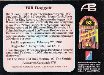 1993 Collect-A-Card American Bandstand #53 Bill Doggett Back