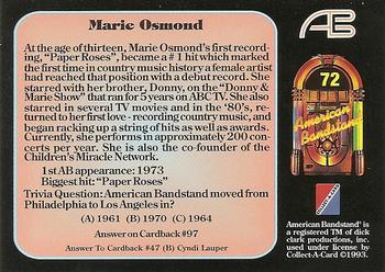 1993 Collect-A-Card American Bandstand #72 Marie Osmond Back