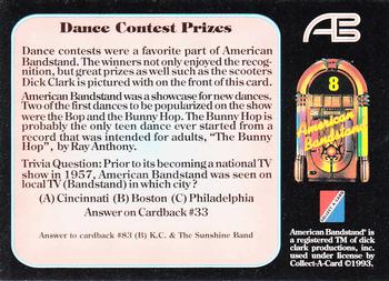 1993 Collect-A-Card American Bandstand #8 Dance contest prizes Back